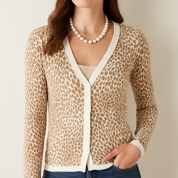 Banana Republic Leopard Print Button-Front Cardigan – Size Small - Picture 1 of 6